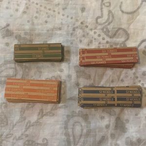 Vintage Paper Coin Wrappers Pennies Nickel Dime Quarters Tubular Holders